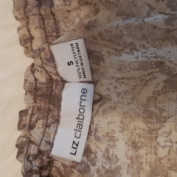 Liz Claiborne Sheer Top Blouse w/ Camisole Long Sleeve Peasant Style Sz S - Picture 7 of 13